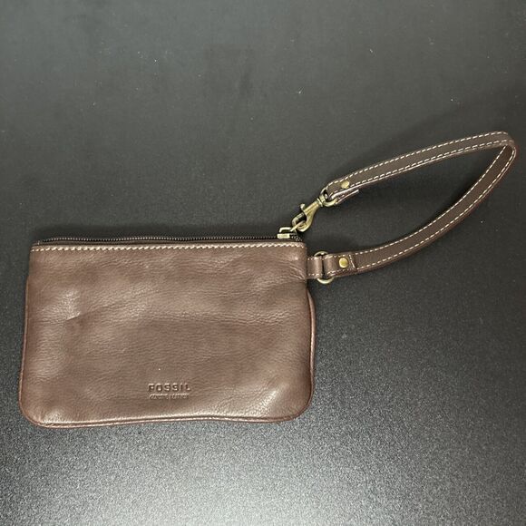 Fossil Small Wristlet Wallet With Embellishments Stripes Brown 6 x 4 Inches - Picture 2 of 11